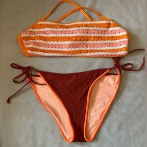 Orange crochet and reversible bikini